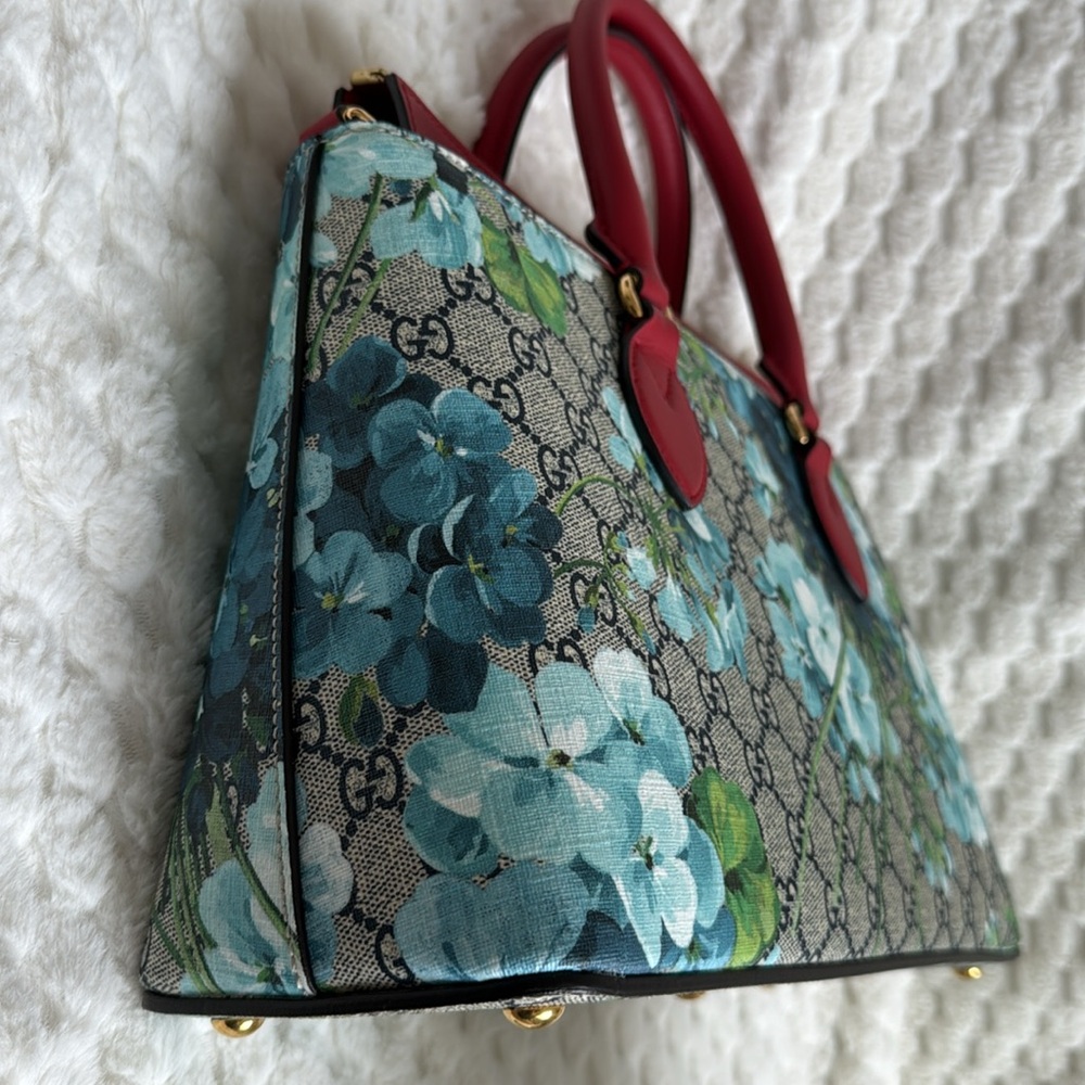 Gucci Blooms GG Floral Supreme Canvas Leather Handbag-546316-Authentic-NWT - Picture 2 of 16